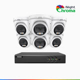NightChroma<sup>TM</sup> NAK200 - 1080P 8 Channel 6 Cameras Wired CCTV System, Acme Color Night Vision, f/1.0 Super Aperture, 0.001 Lux, 121° FoV, Active Alignment