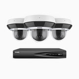 HZ504P - 4 Channel 3 Cameras PTZ PoE Security System, 3K Super HD, 4X Optical Zoom, IK10 Vandal-Resistant, 2.8-12 mm Lens, Intelligent Behavior Analysis, Color Night Vision & Anti-Fog