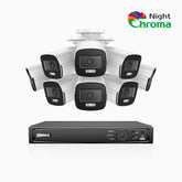NightChroma<sup>TM</sup> NCK500 - 3K 16 Channel 8 Cameras PoE Security System, Acme Color Night Vision, f/1.0 Super Aperture, Active Alignment, Built-in Microphone, IP67, All-Metal Housing