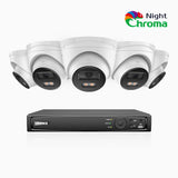 NightChroma<sup>TM</sup> NCK500 - 3K 8 Channel 5 Cameras PoE Security System, Acme Color Night Vision, f/1.0 Super Aperture, Active Alignment, Built-in Microphone, IP67, All-Metal Housing
