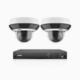 HZ504P - 8 Channel 2 Cameras PTZ PoE Security System, 3K Super HD, 4X Optical Zoom, IK10 Vandal-Resistant, 2.8-12 mm Lens, Intelligent Behavior Analysis, Color Night Vision & Anti-Fog