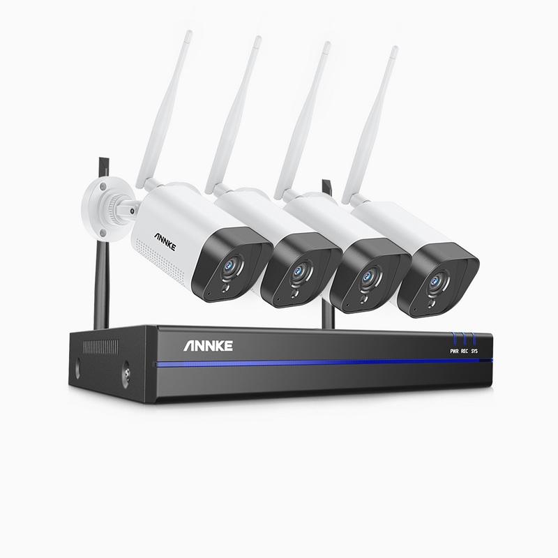 WS300 – 2K Super HD 8 Channel 4 Cameras WiFi NVR Security System, Built-in Mic, Human Recognition, Works with Alexa