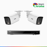 NightChroma<sup>TM</sup> NCK800 – 4K 8 Channel 2 Cameras PoE Security System, f/1.0 Super Aperture, Color Night Vision, 2CH 4K Decoding Capability, Human & Vehicle Detection, Intelligent Behavior Analysis, Built-in Mic, 124° FoV, All-Metal Housing