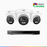 NightChroma<sup>TM</sup> NCK800 – 4K 8 Channel 3 Cameras PoE Security System, f/1.0 Super Aperture, Color Night Vision, 2CH 4K Decoding Capability, Human & Vehicle Detection, Intelligent Behavior Analysis, Built-in Mic, 124° FoV, All-Metal Housing