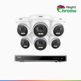 NightChroma<sup>TM</sup> NCK800 – 4K 8 Channel 6 Cameras PoE Security System, f/1.0 Super Aperture, Color Night Vision, 2CH 4K Decoding Capability, Human & Vehicle Detection, Intelligent Behavior Analysis, Built-in Mic, 124° FoV, All-Metal Housing