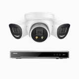 H800X - 4K 8 Channel PoE Security System with 2 Bullet & 1 Turret Cameras, 1/1.8'' BSI Sensor, f/1.6 Aperture (0.003 Lux), Siren & Strobe Alarm,Two-Way Audio, Human & Vehicle Detection,  Perimeter Protection, Works with Alexa, All-Metal Housing