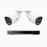 H800X - 4K 8 Channel 2 Cameras PoE Security System, 1/1.8'' BSI Sensor, f/1.6 Aperture (0.003 Lux), Siren & Strobe Alarm,Two-Way Audio, Human & Vehicle Detection, Perimeter Protection, Works with Alexa, All-Metal Housing