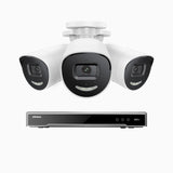 H800X - 4K 8 Channel 3 Cameras PoE Security System, 1/1.8'' BSI Sensor, f/1.6 Aperture (0.003 Lux), Siren & Strobe Alarm,Two-Way Audio, Human & Vehicle Detection, Perimeter Protection, Works with Alexa, All-Metal Housing