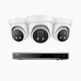 H800X - 4K 8 Channel 3 Cameras PoE Security System, 1/1.8'' BSI Sensor, f/1.6 Aperture (0.003 Lux), Siren & Strobe Alarm,Two-Way Audio, Human & Vehicle Detection, Perimeter Protection, Works with Alexa, All-Metal Housing