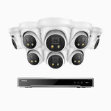 H800X - 4K 8 Channel 8 Cameras PoE Security System, 1/1.8'' BSI Sensor, f/1.6 Aperture (0.003 Lux), Siren & Strobe Alarm,Two-Way Audio, Human & Vehicle Detection, Perimeter Protection, Works with Alexa, All-Metal Housing