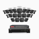 H500 - 3K 32 Channel 20 Cameras PoE Security System, EXIR 2.0 Night Vision, Built-in Mic & SD Card Slot, Works with Alexa, 16-Port PoE Switch Included ,IP67 Waterproof, RTSP Supported