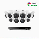 NightChroma<sup>TM</sup> NCK800 – 4K 16 Channel 10 Cameras PoE Security System, f/1.0 Super Aperture, Color Night Vision, 2CH 4K Decoding Capability, Human & Vehicle Detection, Intelligent Behavior Analysis, Built-in Mic, 124° FoV, All-Metal Housing