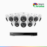 NightChroma<sup>TM</sup> NCK800 – 4K 16 Channel 12 Cameras PoE Security System, f/1.0 Super Aperture, Color Night Vision, 2CH 4K Decoding Capability, Human & Vehicle Detection, Intelligent Behavior Analysis, Built-in Mic, 124° FoV, All-Metal Housing