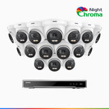 NightChroma<sup>TM</sup> NCK800 – 4K 16 Channel 16 Cameras PoE Security System, f/1.0 Super Aperture, Color Night Vision, 2CH 4K Decoding Capability, Human & Vehicle Detection, Intelligent Behavior Analysis, Built-in Mic, 124° FoV, All-Metal Housing
