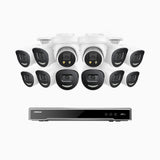 H800X - 4K 16 Channel PoE Security System with 10 Bullet & 2 Turret Cameras, 1/1.8'' BSI Sensor, f/1.6 Aperture (0.003 Lux), Siren & Strobe Alarm,Two-Way Audio, Human & Vehicle Detection, Perimeter Protection, Works with Alexa, All-Metal Housing