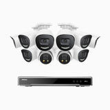 H800X - 4K 16 Channel PoE Security System with 8 Bullet & 2 Turret Cameras, 1/1.8'' BSI Sensor, f/1.6 Aperture (0.003 Lux), Siren & Strobe Alarm,Two-Way Audio, Human & Vehicle Detection,  Perimeter Protection, Works with Alexa, All-Metal Housing