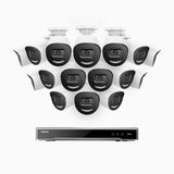 H800X - 4K 16 Channel 16 Cameras PoE Security System, 1/1.8'' BSI Sensor, f/1.6 Aperture (0.003 Lux), Siren & Strobe Alarm,Two-Way Audio, Human & Vehicle Detection, Perimeter Protection, Works with Alexa, All-Metal Housing