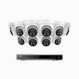 H800X - 4K 16 Channel 10 Cameras PoE Security System, 1/1.8'' BSI Sensor, f/1.6 Aperture (0.003 Lux), Siren & Strobe Alarm,Two-Way Audio, Human & Vehicle Detection, Perimeter Protection, Works with Alexa, All-Metal Housing