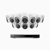 H800X - 4K 16 Channel 12 Cameras PoE Security System, 1/1.8'' BSI Sensor, f/1.6 Aperture (0.003 Lux), Siren & Strobe Alarm,Two-Way Audio, Human & Vehicle Detection, Perimeter Protection, Works with Alexa, All-Metal Housing