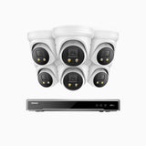 H800X - 4K 16 Channel 6 Cameras PoE Security System, 1/1.8'' BSI Sensor, f/1.6 Aperture (0.003 Lux), Siren & Strobe Alarm,Two-Way Audio, Human & Vehicle Detection, Perimeter Protection, Works with Alexa, All-Metal Housing