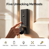 ANNKE Palm Vein Smart Door Lock with 2K Camera, Keyless Entry 5-in-1 (Palm Vein/App/Voice/Code/Key), AI Human Detection, Two-Way Talk, Auto-Lock, Wi-Fi, Alexa/Google, 10,000mAh Rechargeable Battery, Local & Cloud Storage