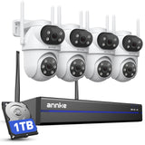 ANNKE 4K Wireless Security Camera System, 10CH NVR, 4 x 4MP Outdoor Cameras, 2.4G/5G WiFi, 360° Full Coverage, 2-Way Audio, Auto Tracking, 100ft Night Vision, IP66, 1TB HDD