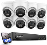 ANNKE 16CH 4K PoE Security Camera System, 12MP H.265+ NVR with 4TB HDD and 8X 4K/8MP IP Wired Cams, AI Human Vehicle Detection, Spotlight Color Night Vision, Built-in Mic, Compatible with Alexa