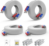 ANNKE 30M/100ft BNC Cable, Video Power Extension Surveillance Camera Cables for CCTV Security DVR System Installation, Free 8X BNC Connectors and 100pcs Cable Clips Included, 4 Pack, White