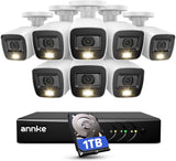 ANNKE 3K Lite Wired Security Camera System with AI Human/Vehicle Detection, H.265+ 8CH Surveillance DVR with 1TB Hard Drive and 8 x 1080p HD Outdoor CCTV Cameras, Color Night Vision, Smart Dual Light