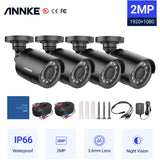 ANNKE 4pcs 2MP 1080P 1920TVL Wired Security Camera Kits, HD TVI Add-on Outdoor CCTV Cameras, IR Night Vision, Weatherproof Housing, Home Surveillance Bullet Camera, IP66, Black