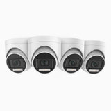 ADL500 - 4-Pack 3K Dual Light Wired CCTV Security Camera, Color & IR Night Vision, 3072*1728 Resolution, f/1.2 Super Aperture, 4-in-1 Output Signal, Built-in Microphone, IP67