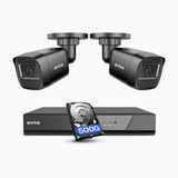 AK200 - 1080p 4 Channel Outdoor Wired Security CCTV System with 2 Cameras, Human & Vehicle Detection, 65 ft IR Night Vision, 4-in-1 Video Output, IP66 Weatherproof, Only Ship to The US