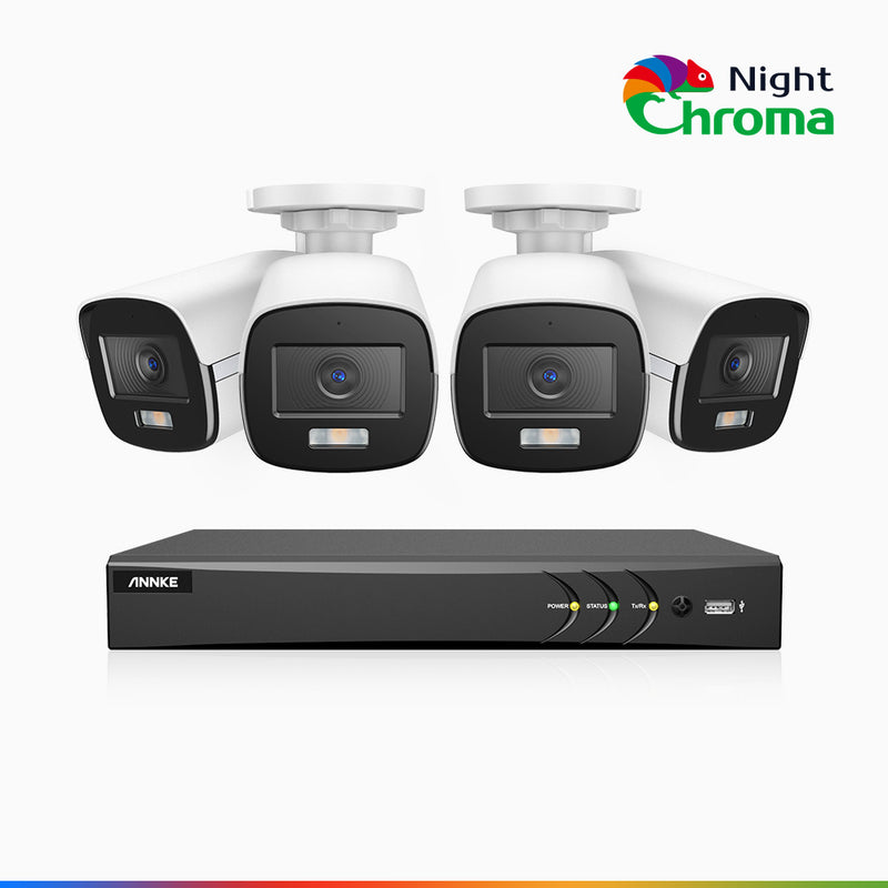 NightChroma<sup>TM</sup>  NAK500 - Updated Version, 3K 8 Channel 4 Cameras TVI Security System, Acme Color Night Vision, 2960 × 1665 Resolution, f/1.0 Aperture (0.001 Lux), Built-in Microphone, IP67