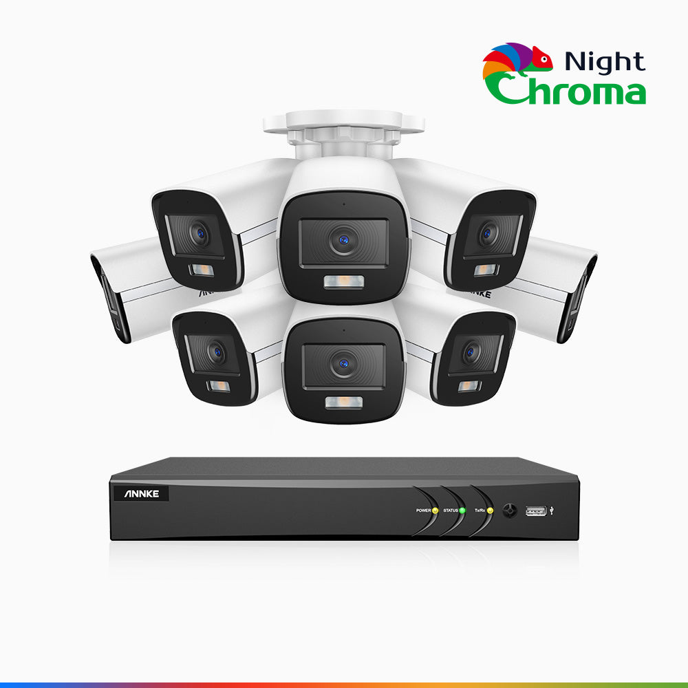 NightChroma<sup>TM</sup>  NAK500 - Updated Version, 3K 8 Channel 8 Cameras TVI Security System, Acme Color Night Vision, 2960 × 1665 Resolution, f/1.0 Aperture (0.001 Lux), Built-in Microphone, IP67