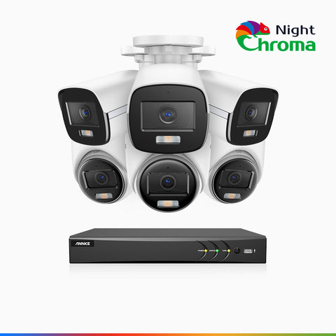 NightChroma<sup>TM</sup>  NAK500 - Updated Version, 3K 8 Channel TVI Security System with 3 Bullet & 3 Turret Cameras, Acme Color Night Vision, 2960 × 1665 Resolution, f/1.0 Aperture (0.001 Lux), Built-in Microphone, IP67