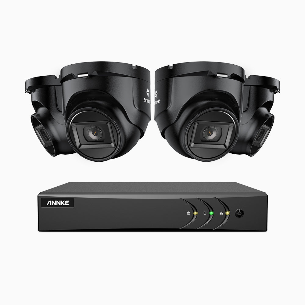 EL200 - 1080p 4 Channel Outdoor Wired Security CCTV System with 4 Cameras, 3.6 MM Lens, Smart DVR with Human & Vehicle Detection, 66 ft Infrared Night Vision, 4-in-1 Output Signal, IP67