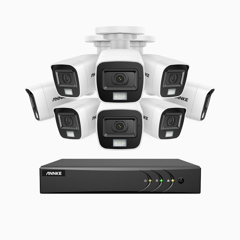 ADLK500 - 3K 8 Channel 8 Dual Light Cameras Wired Security System, Color & IR Night Vision, 3072*1728 Resolution, f/1.2 Super Aperture, 4-in-1 Output Signal, Built-in Microphone, IP67