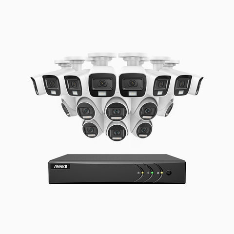 ADLK500 - 3K 16 Channel Wired Security System with 8 Bullet & 8 Turret Cameras, Color & IR Night Vision, 3072*1728 Resolution, f/1.2 Super Aperture, 4-in-1 Output Signal, Built-in Microphone, IP67