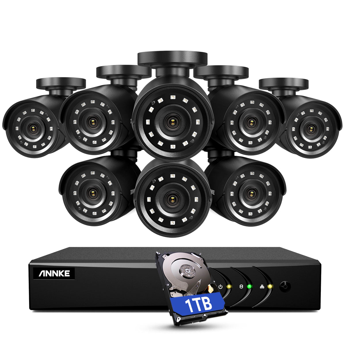 ANNKE 3K Lite Security Camera System Outdoor with AI Human/Vehicle Detection, 8CH H.265+ DVR and 8 x 1920TVL 2MP IP66 Home CCTV Cameras