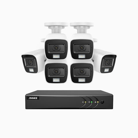 ADLK500 - 3K 8 Channel 6 Dual Light Cameras Wired Security System, Color & IR Night Vision, 3072*1728 Resolution, f/1.2 Super Aperture, 4-in-1 Output Signal, Built-in Microphone, IP67