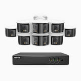 ACDK500 - 3K 8 Channel 8 Dual-Lens Cameras Wired Security System, 180° Panoramic View, Smart Dual Light Night Vision, Built-in Microphone, IP67