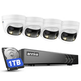 ANNKE Dual-lens Wired Security Camera System, 4 x 5MP Outdoor Cameras, 1TB, 8CH 3K DVR for 24/7 Recording, 180° Wide View, AI Human/Vehicle Detection, One-Way Audio, Color Night Vision, IP67 Waterproof