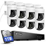 ANNKE 5MP PT Wired Security Camera System with 1TB HDD, 8 x Outdoor Cameras | 8CH 3K Lite DVR, 360°Coverage, Human/Vehicle Detection, One-Way Audio, 30m Night Vision, 24/7 Recording for Home Surveiliance