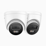 C1200 - 2-Pack 4K 12MP Outdoor Dual Light PoE Security Camera, Color & IR Night Vision, Human & Vehicle Detection, H.265+, Built-in Microphone, Max. 512 GB Local Storage, IP67