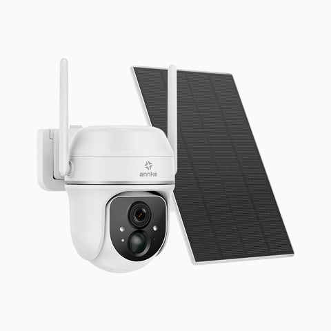 WB300 - 3MP Wireless Outdoor Battery Security Camera, 9000mAh Rechargeable Battery & Solar Powered, Siren & Strobe Alarm, 355° Pan & 90° Tilt, Two-Way Audio, Cloud & Max. 128 GB Local Storage, Works with Alexa