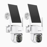 WB400 - 2-Pack 4MP Wireless Outdoor Battery Security Camera, 2.4G & 5.8G Dual-Band WiFi, Motion Detection, Two-Way Audio, 9000mAh Rechargeable Battery & Solar Powered, 270° Pan & 90° Tilt, Cloud & Max. 256 GB Local Storage, Works with Alexa