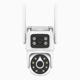 WCD400 - 4MP Wireless Outdoor Dual-Lens WiFi Security Camera, 2.4G/5G Dual-Band WiFi, 350° Pan & 90° Tilt, Dual-Light Night Vision, Motion Detection, Two-Way Audio,  Cloud & Max. 256 GB Local Storage, Works with Alexa