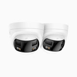 FCD800 - 2-Pack 8MP UHD Dual-Lens Outdoor PoE Security Camera, 180° Panoramic View, Smart Dual Light Night Vision, Two-Way Audio, Active Siren & Alarm, Human & Vehicle Detection, IP67