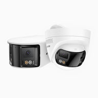 FCD800 - 2-Pack 4K 8MP Seamless Dual-Lens Outdoor PoE Security Camera, 77° Vertical FOV, 180° Panoramic Coverage, Smart Color Night Vision & Active Deterrence, Two-Way Audio