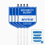 4-Pack 10" Heavy Duty 100% Aluminum Security Sign, with Ground Stake & 32 Window Stickers, Reflective & Fade Resistant Outdoor Surveillance Warning Sign for Home, Yard, Property Protection